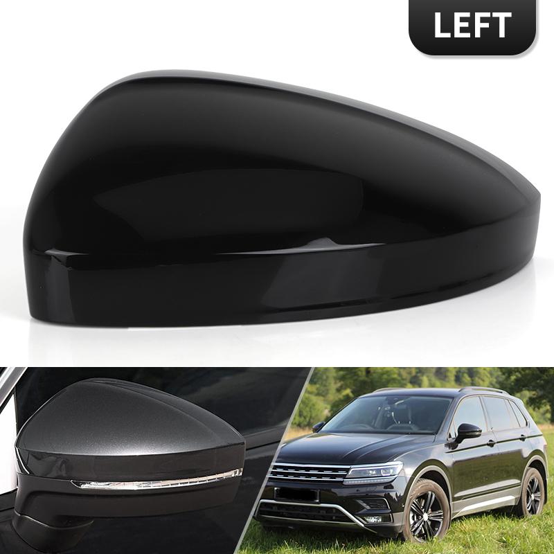 Car Door Wing Mirror Cover Cap Gloss Black White Auto Rearview Mirror Cover Housing Replacement For Volkswagen Tiguan 2017- Glossy Black Left