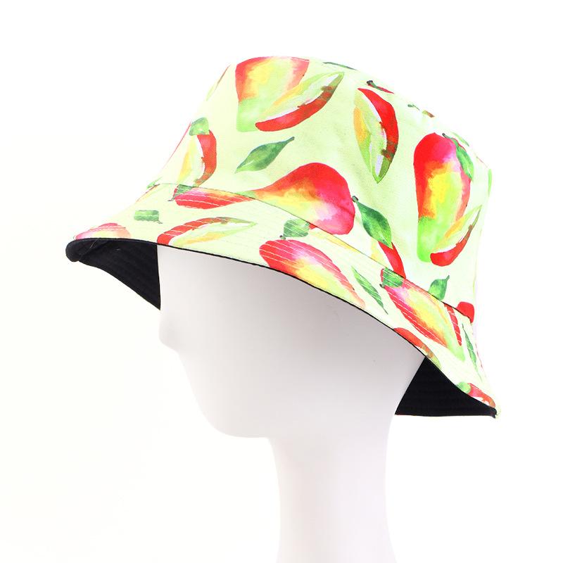 Summer fashion double-sided fruit printed pot hat, summer sun hat, outdoor travel sun hat JDPM -