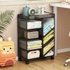 Rolling Book Cart - Metal Mobile Bookshelf, Desk Organizer & Corner Display Shelf, Space-Saving Rolling Cart for Home , Library