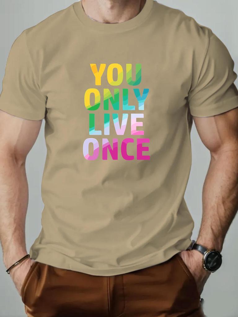 Mens cotton Tshirt YOU ONLY LIVE ONCE summer round neck short sleeve graphic breathable fashion casual Tshirt