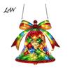 Indoor Outdoor Festive Decor Christmas Suncatcher, Stained Glass Style Window Hanging Ornament, Cute Cat Santa Decorative Sun Catcher Gift Claus