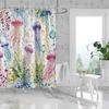 1PC Jellyfish pattern printed shower curtain, waterproof, with 12 hooks, bathroom showers, bathtub, fashionable home use