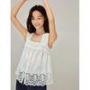 INMAN Women's Lace Embroidery Sleeveless Babydoll Blouse