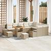 VidaXL 12-Piece Garden Sofa Set with Beige Cushions Poly Rattan Acacia 3362821