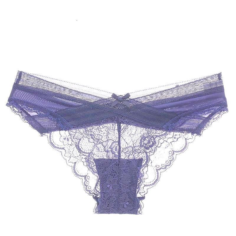 Women's Summer Sexy Lace Comfortable Hollowed Out Bow Traceless Mesh Low Rise Panties