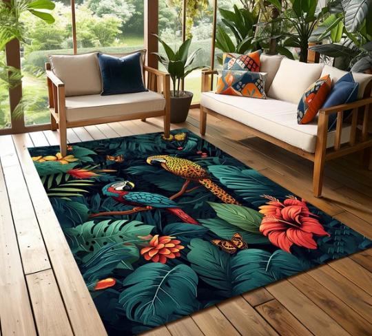 

Aesthetic Rug Orange Flower Rug Beach House Decor Movieroom Rug Tropical Runner Rug Coastal Large Rug Decor Runner 40x60cm