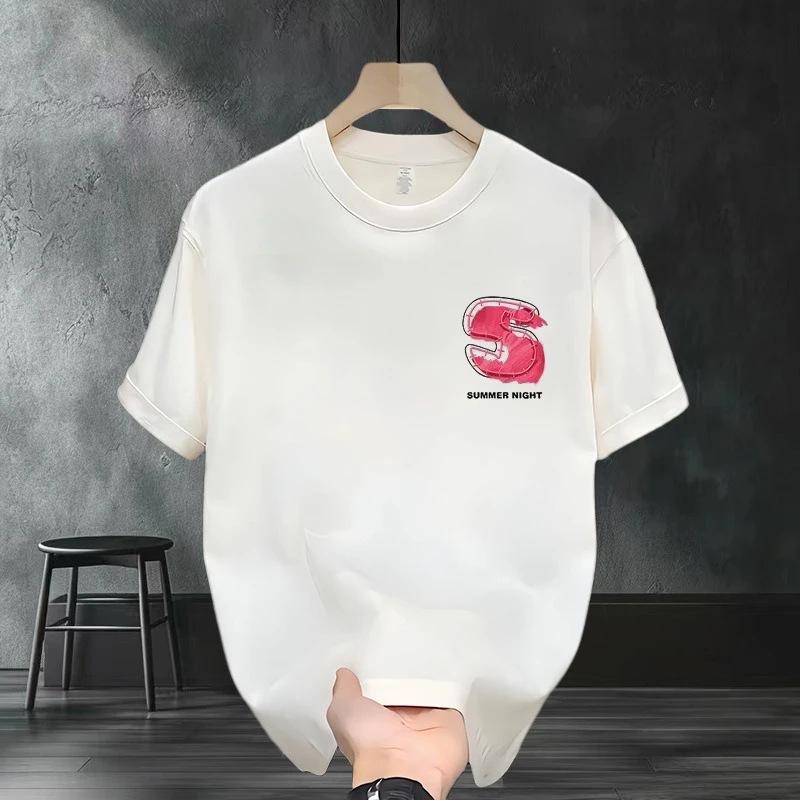 Mens American High Street Casual Loose Crew Neck Short Sleeve Printed T Shirt