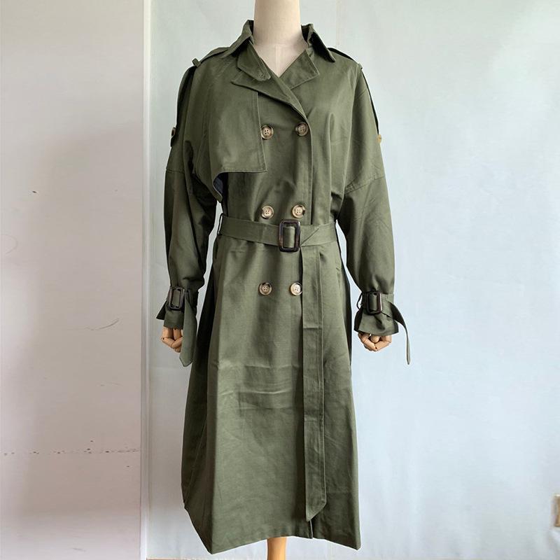 Fashion Fall Winter Casual Cotton Trench Coat with Sashes Oversize Vintage Long Coats Overcoats