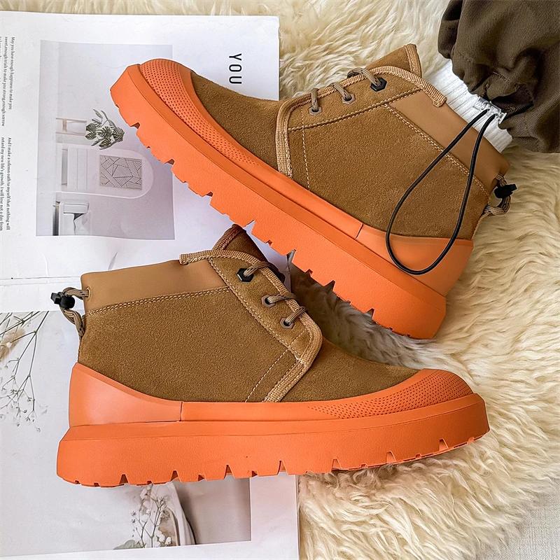 Fashion 2025 New Winter men boots  Slippers Warm Men Shoes Waterproof Non-Slip Plush Sneakers Male Leather  Boots size 38-44