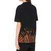 Men's PALM ANGELS Flame Alphabet Logo Printing Short Sleeve Black PMAA001E20JER0011020