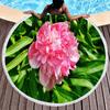 Botanical Peony Floral Round Beach Towel,Microfiber Sand Resistant Beach Blanket,Soft Absorbent Quick Dry Pool Towel Picnic Mat