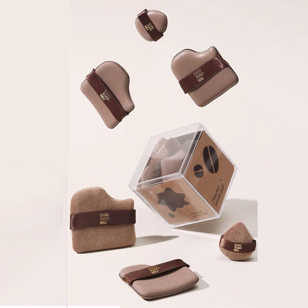 6pcs Mini Makeup Sponge Chocolate Color Powder Puff Professional Cushion Puff  Daily Makeup