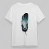 Women's Oversize Trend Artistic Classic T-Shirt Feather With Forest And Deer Tee