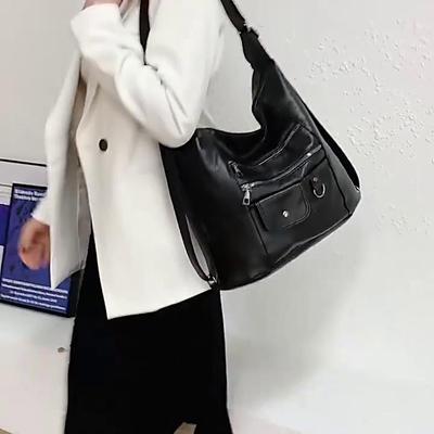 Retro Damen Umhängetasche Weiche PU Leder Umhängetasche Rucksack Lässige Handtasche Reife Ausländische Mode Weiche Tasche