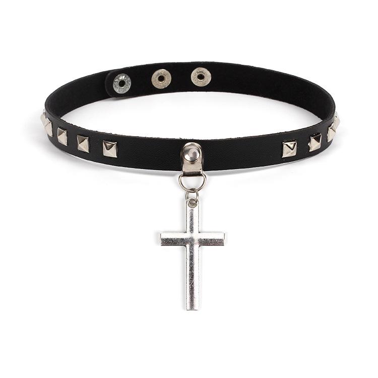 Black Punk Heart Leather Choker, Harajuku Dark Heart Clavicle Neck Band