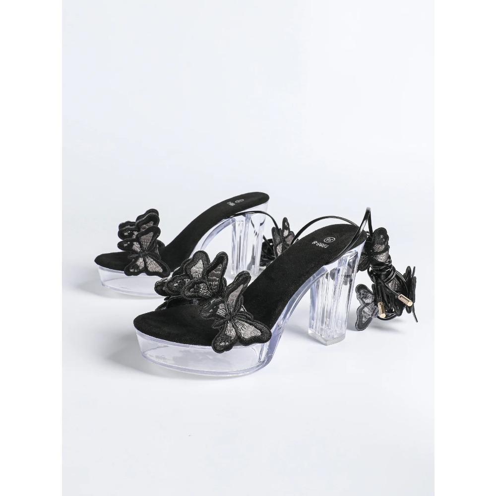 12Cm Clear Heel New Sexy New Fashion Thick Heel Waterproof Table Strap Butterfly Strap Sandals LFD-19866-6