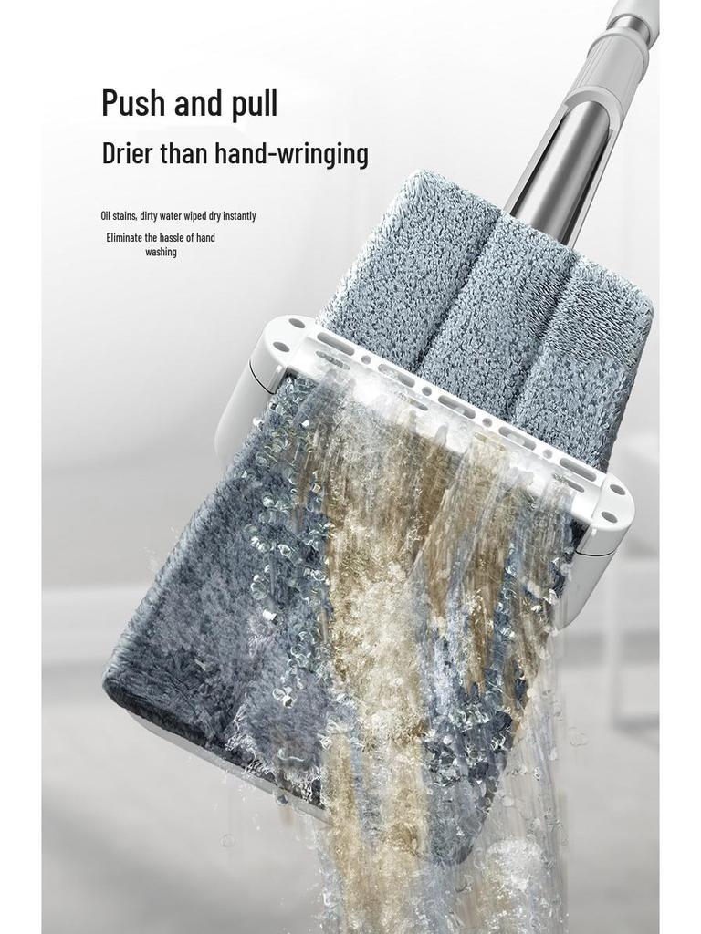 Foldable Flat Mop & Bucket - Hands-Free Washing System