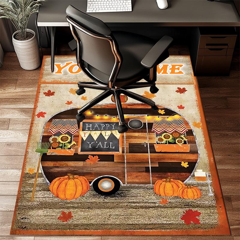 1PC Custom Name Autumn Camper Adventure Theme Floor Mat Ideal for Living Room, Game Rooms, Office, Bedroom, Floor Mat Playful Design