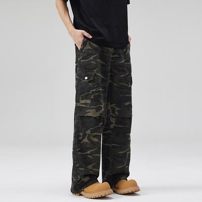 New Spring and Summer Paratrooper Camouflage Overalls for Men Straight Loose Multi-pocket Trousers