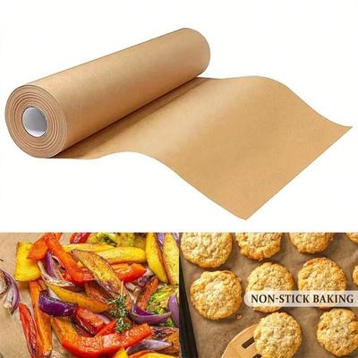 1 Roll, Heavy Duty Unbleached Parchment Paper Roll For Baking, Cooking, Grilling, Air Fryer And Steaming - Non-Stick, Silicone Oil Coated
