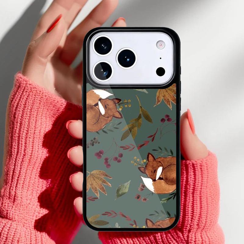 Autumn Leaves Fall Fox Phone Case for iPhone 17 16 15 14 13 Pro Max Back Cover for 12 11 Pro Coque
