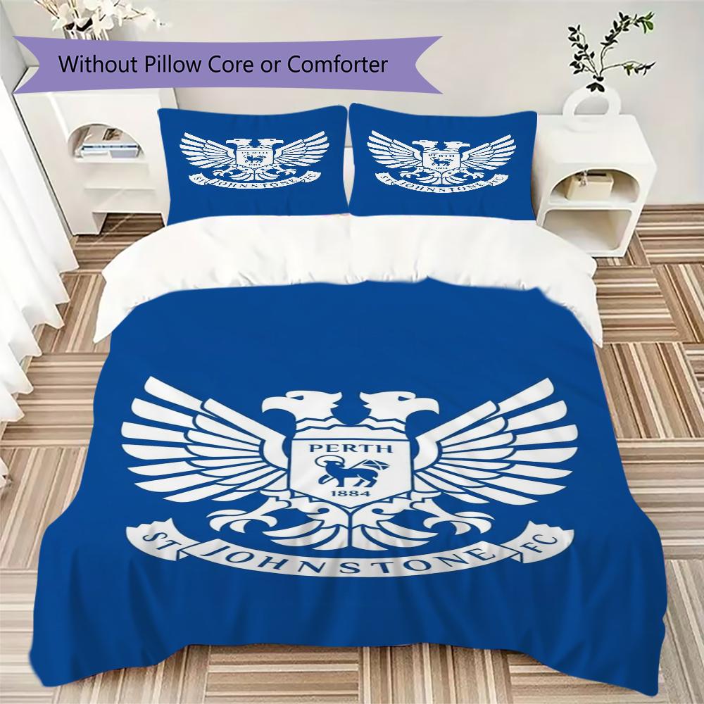 St Johnstone FC Muster Bettwäsche Steppdecken-Set Bettbezug Kissenbezug Heimdekoration Geburtstagsgeschenk (1 * Bettbezug + 2 * Kissenbezug ohne Füllung)