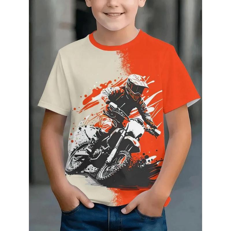 Fashion Children's Clothing Crew Neck Short Sleeve 3D Casual Color Printing Casual Short Sleeve Crew Neck T-Shirt