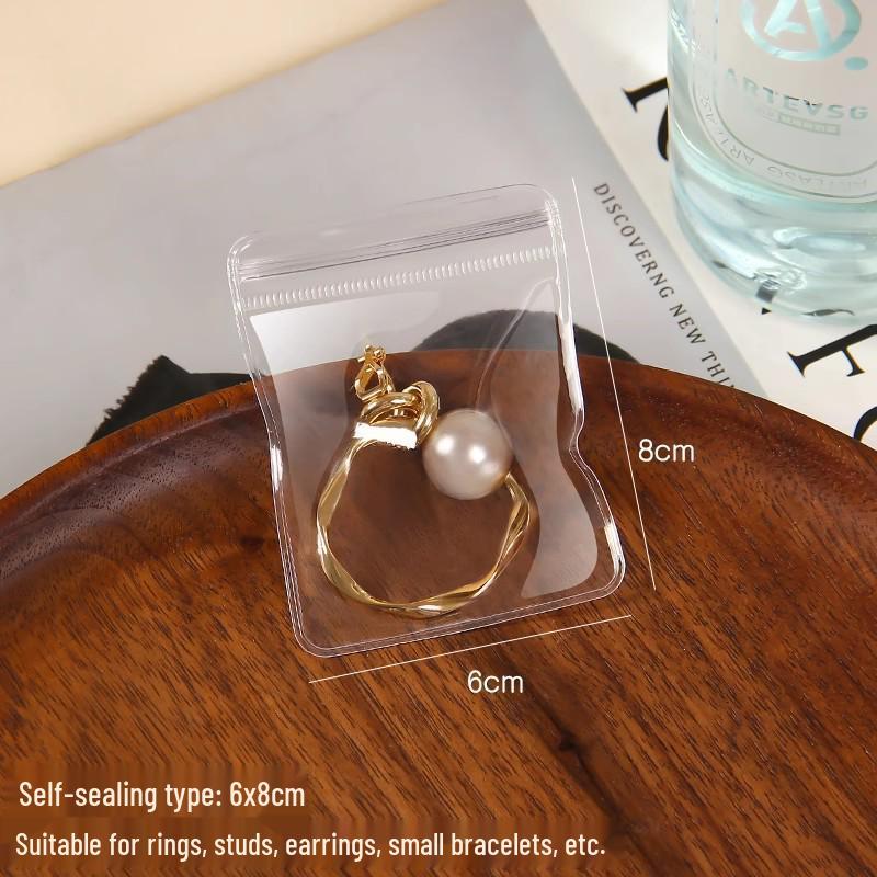Self-Sealing Transparent PVC Jewelry Storage Bag for Earrings and Bracelets