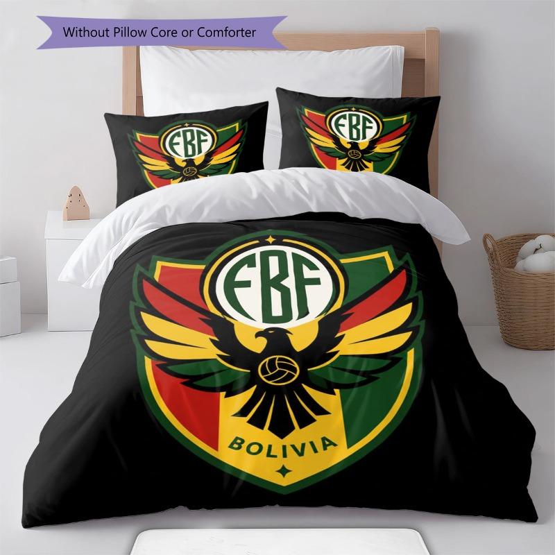 Bolivia FBF Football Eagle Shield Print Duvet Cover Set 3Pcs National Soccer Team Bedding Bedroom Home Decor Without Pillow Core Comforter