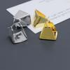Saijia Geometric Metallic Triangle Stud Earrings - European & American Style, French Light Luxury, Niche High-End Design.