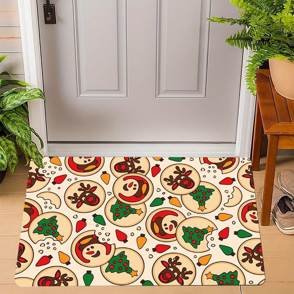 Christmas Gingerbread Man Carpet Santa Claus Reindeer Mat Snowman Home Decoration Merry Xmas Door Rug Non-Slip Floor Mat