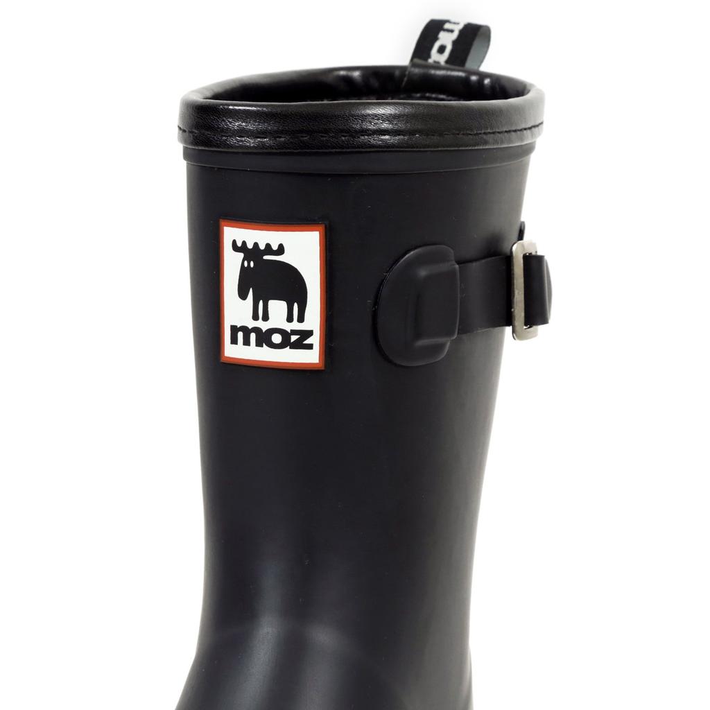 Akiriko MOZ Women's Engineer Rain Boots, Mid-Length, One-Piece Molded, Black, Size S