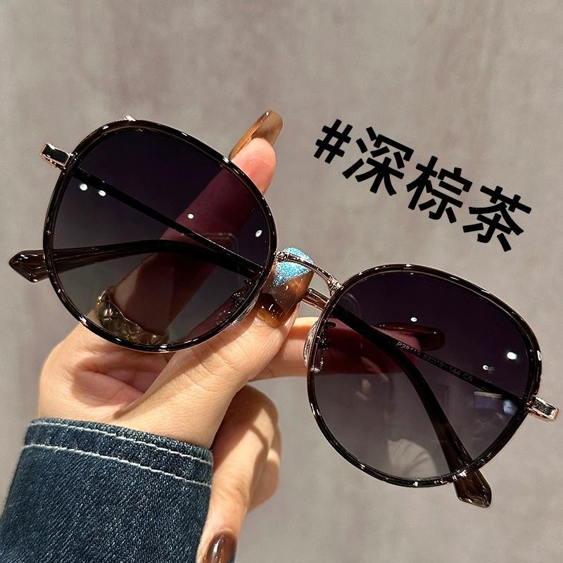 

New brown tea square round frame sunglasses women s advanced myopia can be matched with degree driving polarized sunglasses Polarized lenses