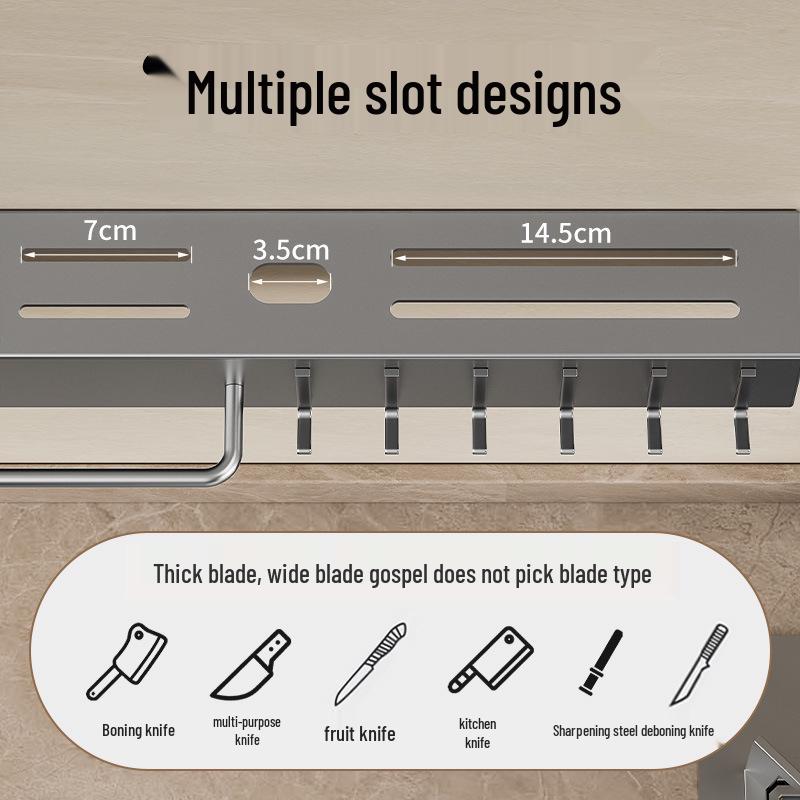 Wall-Mounted Multifunctional Kitchen Knife and Chopstick Holder