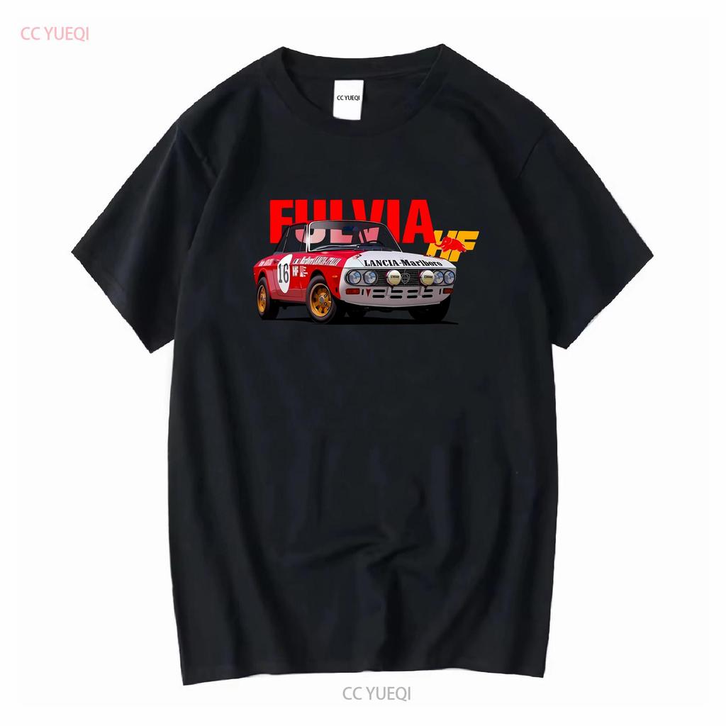 T Shirt Lancia Fulvia Hf Long or Short Sleeves Vintage Washed Homme Comfortable Streetwear Stretched Top For Everyday Wear