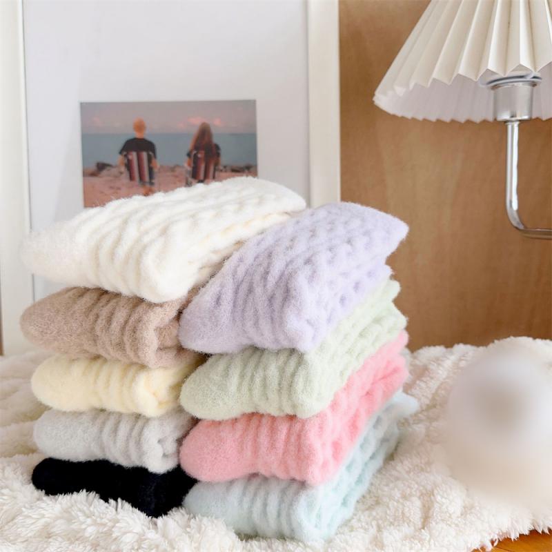 1/3/5PAIRS Winter Socks Thicken Wear-resistant -calf Socks Anti-slip Long Cotton Socks Coral Fleece Soft Cotton Socks