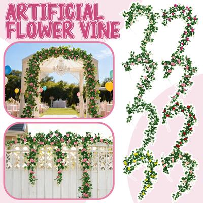 1.8m Artificial Flower Vine, Fake Flower Vine, Plastic Flower, Pipe Cover, Balcony Decoration