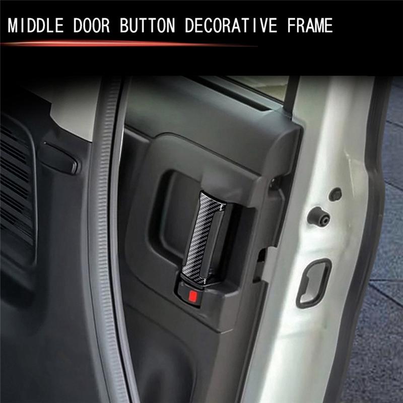 Car Middle Door Inner Handle Button Trim Sticker For Suzuki SPACIA MK04 2017-2024 Car Replacement Carbon Fiber