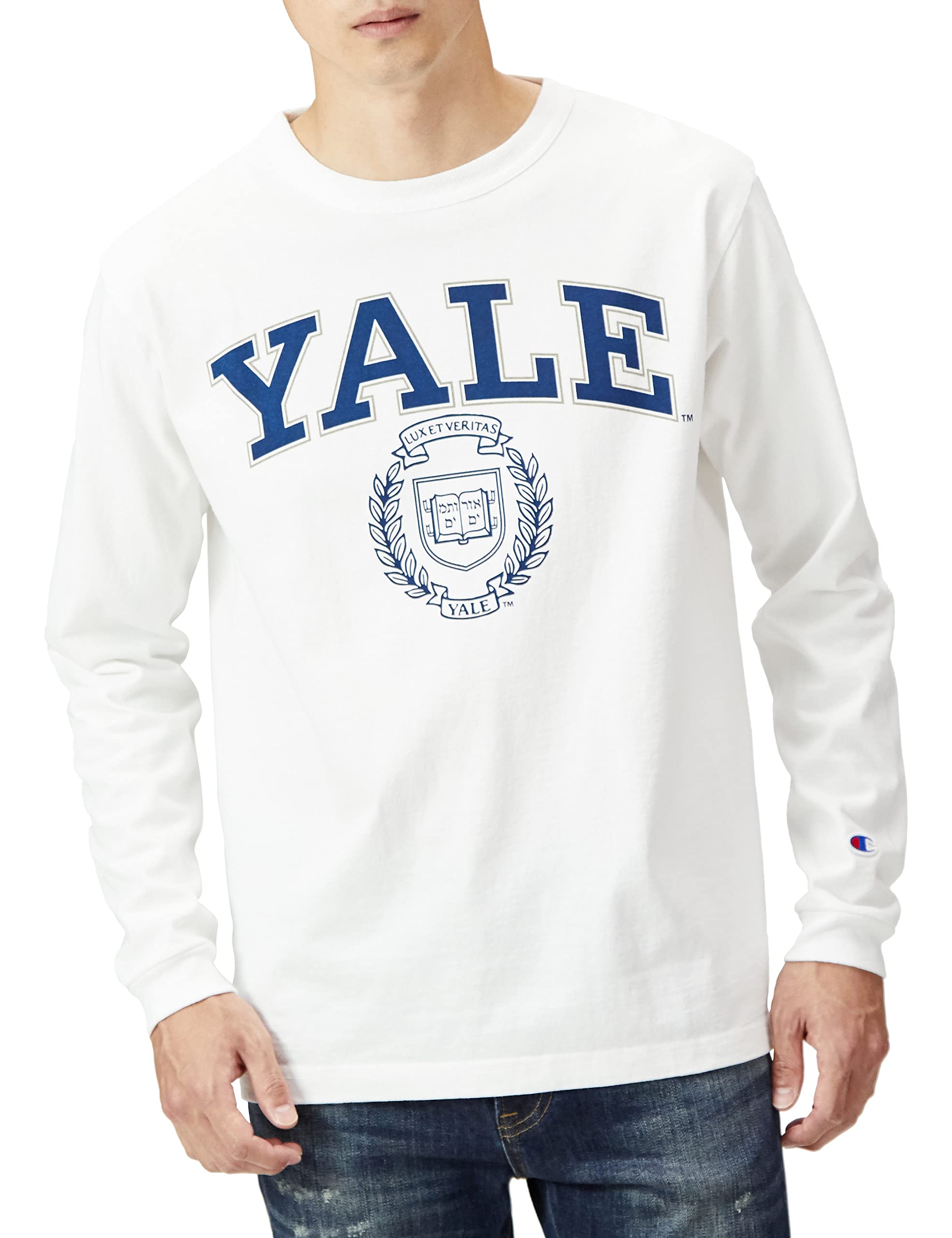 

Champion T1011 Футболка с длинным рукавом, с графикой колледжа Йель, сделано в размере M, 100% хлопок, 7 унций, лицензированная, с принтом, тяжелая, США, C5-W402, мужская, белая, белый