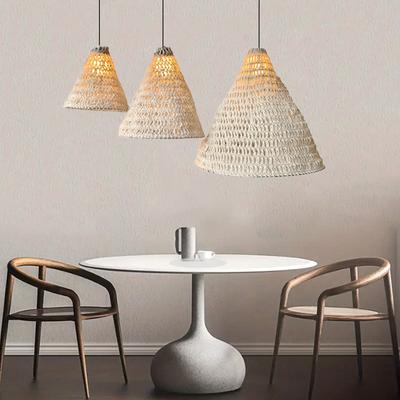 1PC White Home Decor Decorative Lampshade Pendant Homestay Rope Lampshade Rustic Hand-woven Living Room 3 Sizes
