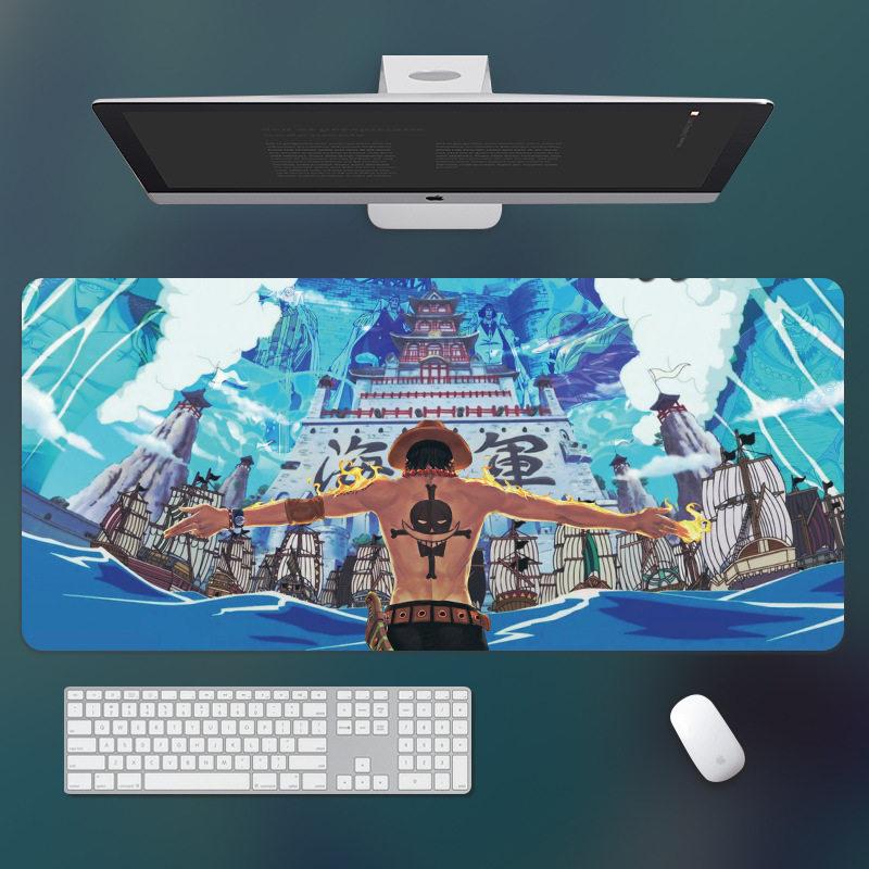High Definition ONE PIECE Leather Mouse Pad Large Office Computer Desk Pad Non-slip Computer Keyboard Pad Animation Peripheral