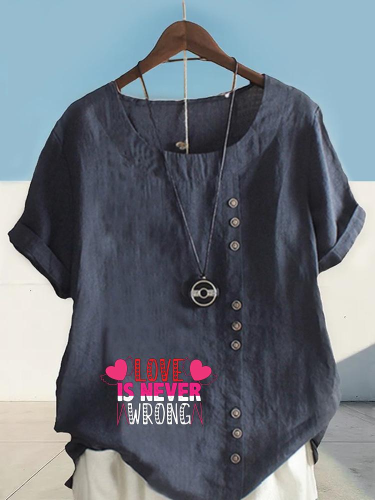 Women's Fashion Letter Printing Shot Sleeve T-shirt Loose Cotton Shirt Casual Loose Summer Blouse Tops Plus Size