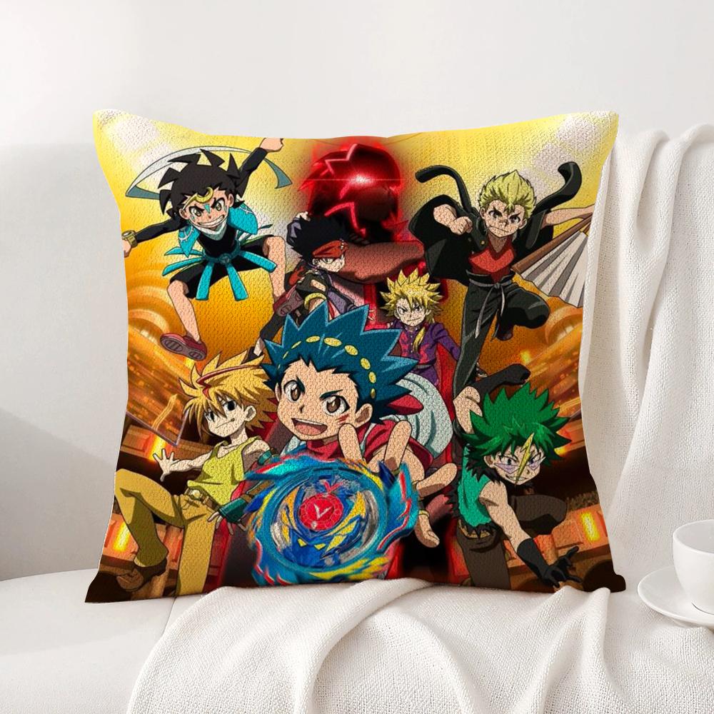 Hot Anime B-Beyblade Cushion Cover Summer Coolness Linen Fabric Double-Sided Printing Pillow Case Sofa Home Decor Gift