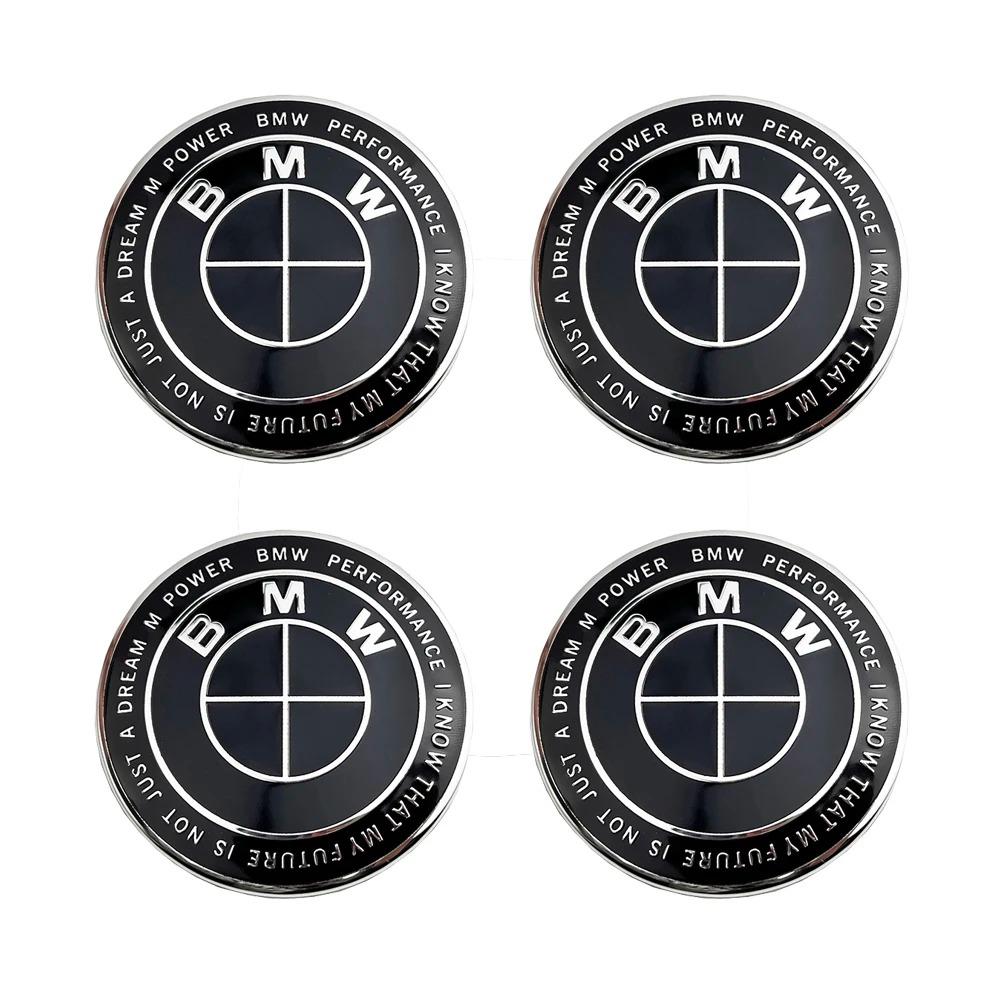RTJF7 4Pc 68mm 56mm Wheel Center Caps Emblem Badge 50th Anniversary For BMW M Emblem E46 E36 E34 F10 E90 F30 E60 F30 E53 E30 E92 E87
