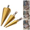 3Pcs Hss Steel Titanium Step Drill Bits 3-12/4-12/4-20mm Step Cone Cutting Tools Steel Woodworking Wood Metal Drilling Set