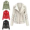 2024 Women's Exclusive PU Leather Motorcycle Jacket - Thin Short Design for Spring and Autumn