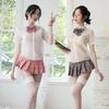 Sexy lingerie girls' school wear transparent shirt short skirt girls' uniform suit pure and sweet temptation tight