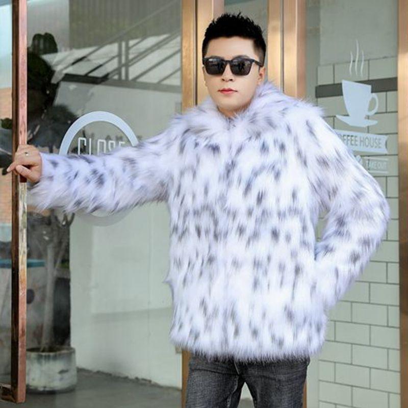Winter new imitation fox fur jacket for men and young people handsome thickened warm plush leather jacket cotton-padded clothes trendy men