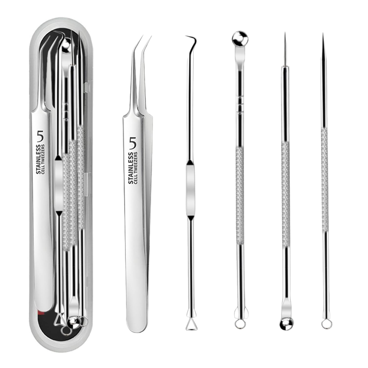 

Set of Antibacterial Stainless Steel Acne Needles and Blackhead Removers for Blackhead Blackhead and Pore Includes Storage Cell Acne Blackhead Face