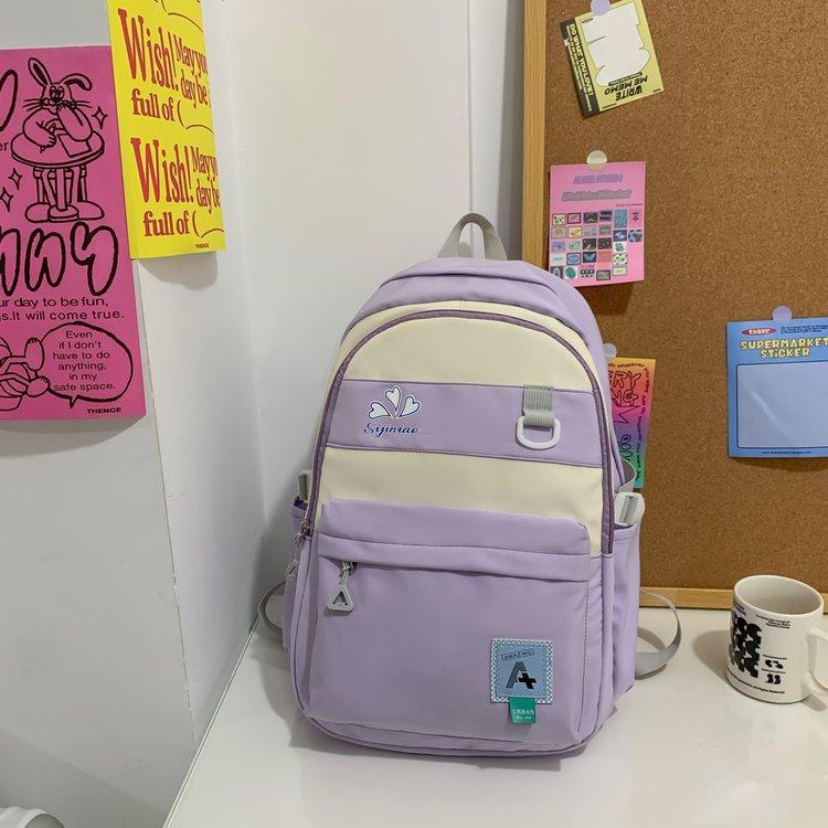 School Bag for Women, INS Trendy Minimalist Color-block Versatile Vintage Workwear, Large Capacity Computer Backpack for Middle and High School 